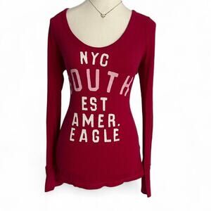 American Eagle Vintage Pink Thermal Cotton NYC South EST Y2K 2000s Fitted Size L